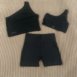 SET active one shoulder sculpt flex biker short set